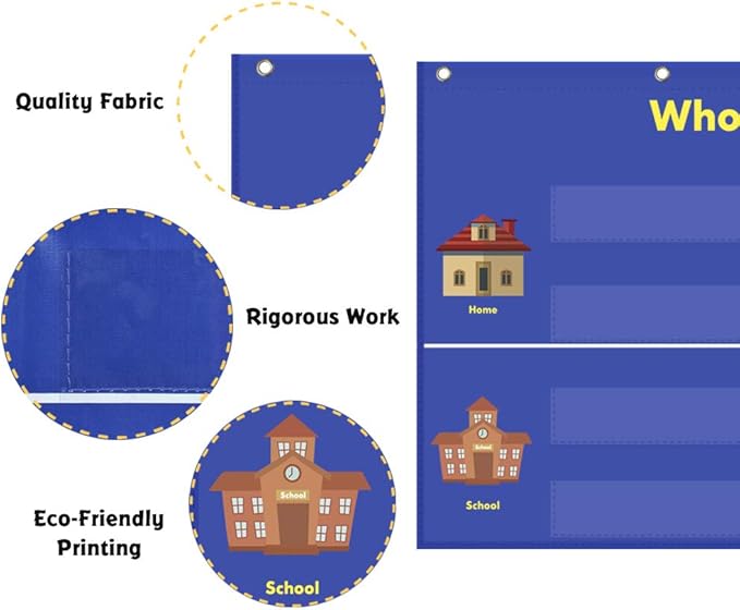 Classroom Attendance Chart Helping Hands Pocket Chart for Preschool Sunday School Kindergarten Daycare,36 People Cards Included