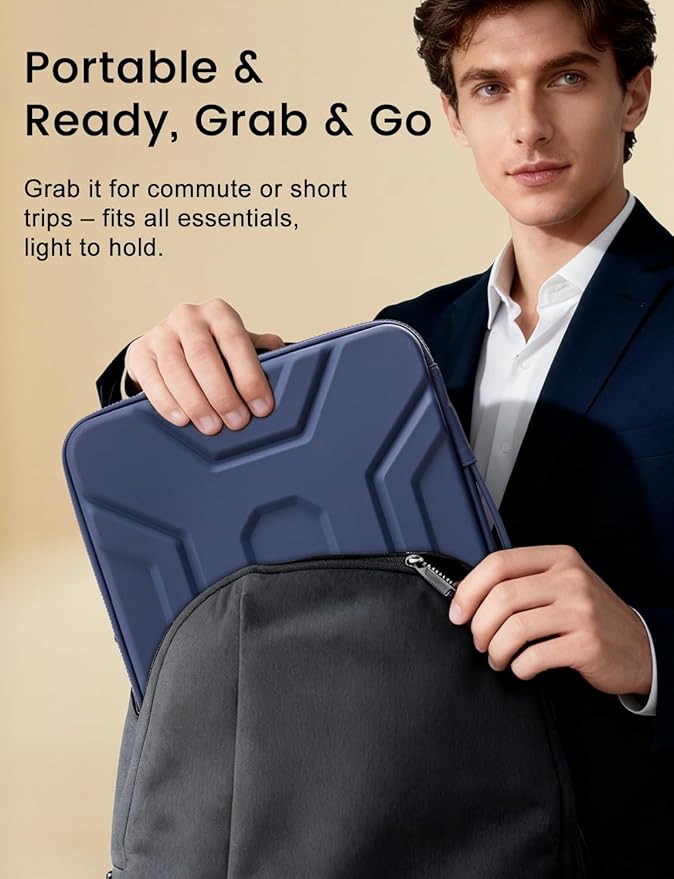 DOMISO 15.6 inch Laptop Sleeve, Shockproof and Waterproof EVA Protective Laptop Case, Laptop Sleeves for 16" MacBook Pro/Max M2 M1 2019-2023,15"-16" HP Dell Asus Laptop,Dell XPS 15, Dark Blue