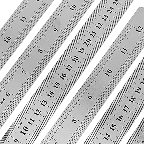 30 Pack 12 Inches Stainless Steel Rulers, Straight Edge Laser Engraved