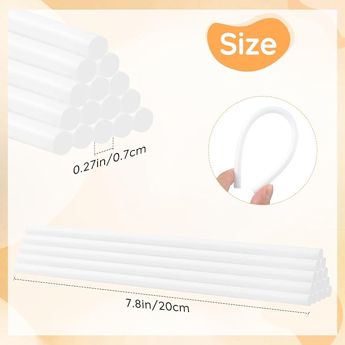 72 Pack White Hot Glue Sticks, 8" Long x 0.27" Dia Mini Glue Sticks for Arts Crafts, DIY, Home General Repair, Holiday Gift Crafts, Bonding, Decoration, Car Dent Repair