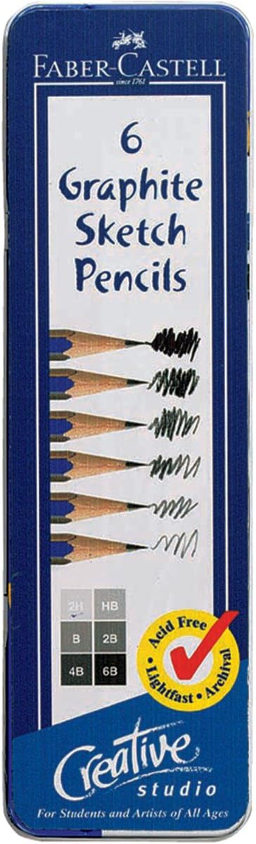 Creative Studio Graphite Sketch Pencil Set W/Tin 6 Pcs