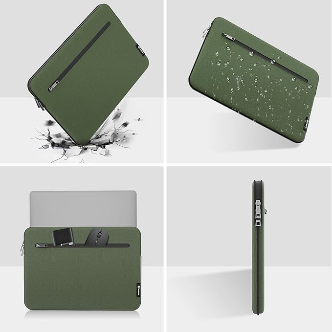 Smatree SlimPro Laptop Sleeve Case for 15.6 inch Lenovo 3i Chromebook, Lenovo Laptop Case with Swift-Access Accessory Pocket, Patented Super-Corner Design, Green (S619G)
