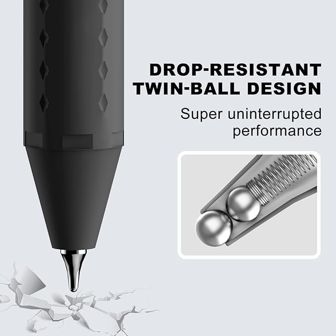 Gel Pens 0.5mm - 12 Pack Smooth Quick-Drying Retractable Black Ink for Journaling