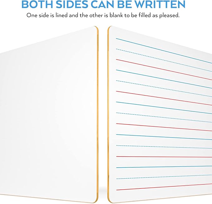 Nicpro Dry Erase Board with Lines 12 x 16 in, 2 Pack Kid Double Sided Lined White Board Dry Erase with 8 Pens, 2 Eraser, Small Learning Whiteboards for Kids, Students, Homeschool Essentials Supplies