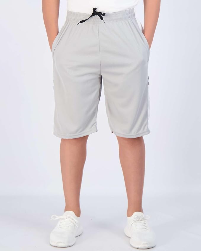 Real Essentials 5 Pack: Boys' Mesh Basketball Athletic Shorts with Pockets – Teen Kids Youth Quick Dry Soccer Running Gym