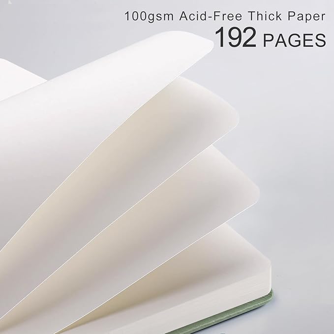 Blank Journal for Women Men, 192 Pages A5 Notebook Journal, Hardcover Notebook with 100Gsm Thick Pages, Leather Note Book for Writing, Travel, Business, Office, Prayer 5.7 x 8.3, Light Green