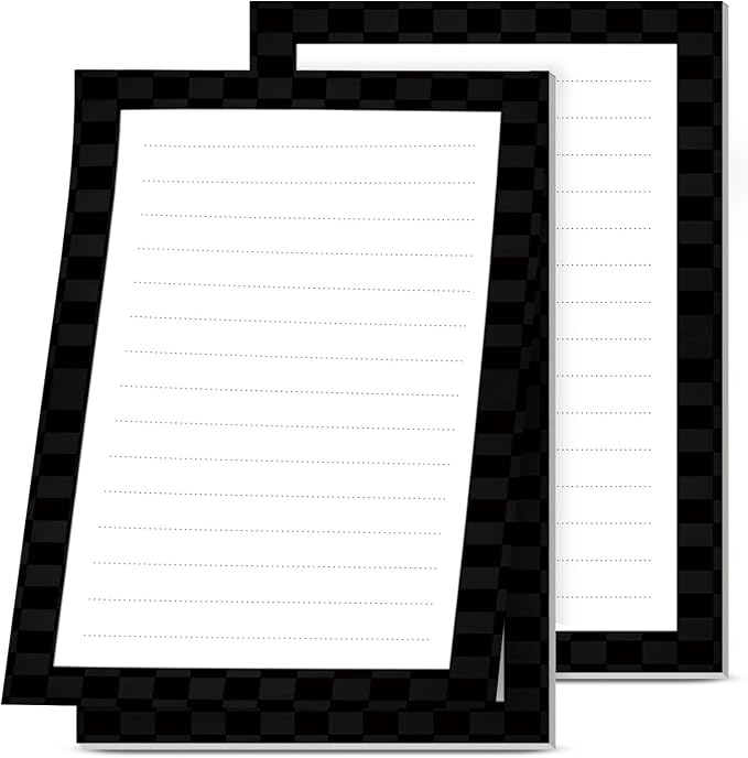 Lined Sticky Notes 4x6 in, 2 Pack Large Cute Notepads with Lines, Bright Post Memo Note Pads Big Rectangular Sticky Notes for Office Black Plaid