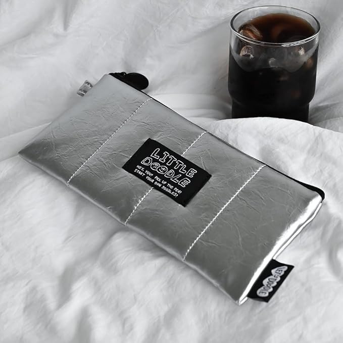 Monolike_Fabric/Cushion Pencil case (Little Doodle Cushion Pencil Case, Silver)