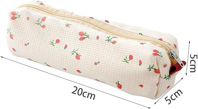 MOZXIRZ 2 Pcs Cute Pencil Case/ Pouch, Pencil Bag/Case Holder Floral Pen Holder Cosmetic Makeup Bag for Women (2Pcs Soft Flower)