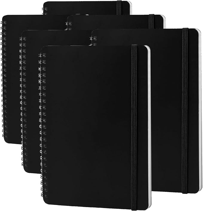 Utron Spiral Notebook For Women & Men, 2PCS Spiral Journal Notebooks, 5.9 x 8.3” College Ruled Notebook For Work Notes, Journal Writing, And Daily Life Entries (Black) (Pack of 3)