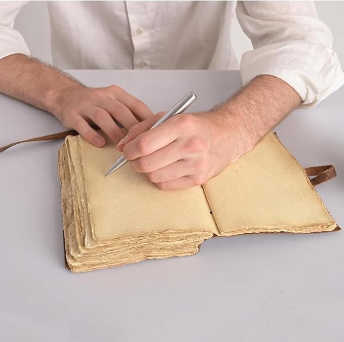 Leather Journal Travel Diary, Handmade Vintage Bound Notebook For Men & Women, Antique Finish, Genuine Buffalo Leather- Quality Unlined Paper Perfect for Notes, Art Sketchbook, 7X5 Inches, Brown