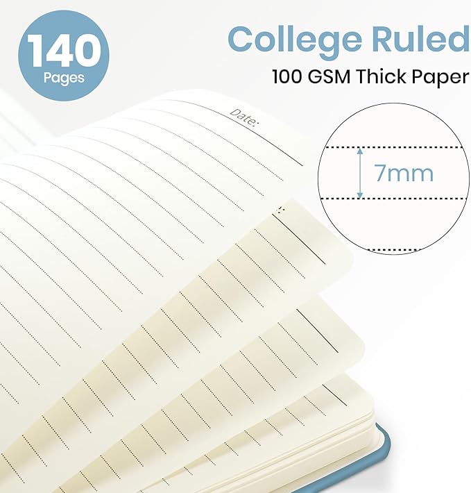 ZOTIA Lined Spiral Journal Notebook for Women, A5 College Ruled Journals for Writing, Hardcover Notebooks for Work, Note taking and Office School Supplies,140 Pages - Baby Blue