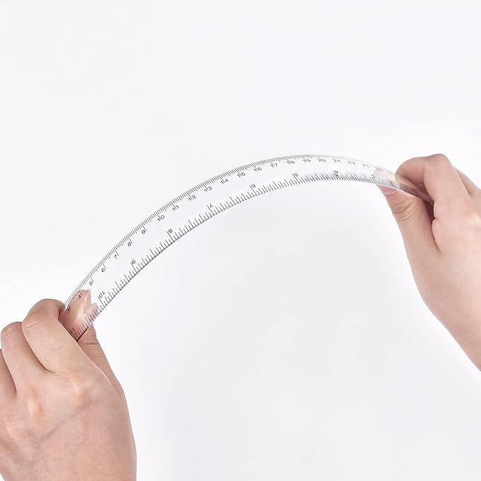 Unjoo Clear Plastic Ruler 12 Inch Straight Rulers, Shatterproof Ruler with Inches and Centimeters for School Classroom, Home, or Office (2pcs)