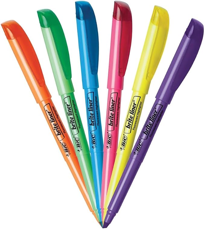 BIC Brite Liner Highlighters, Chisel Tip, 12-Count Pack of Highlighters Assorted Colors, Ideal Highlighter Set for Organizing and Coloring (Pack of 3)