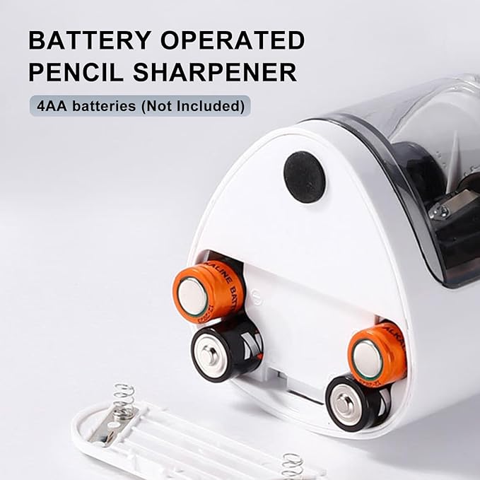 Electric Pencil Sharpener, Automatic Battery Operated Pencil Sharpeners with 2 Holes for Office School Artists Adults Kids Use, Suitable for No.2 and 6-12mm Pencils