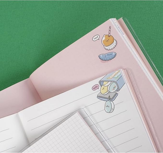 Kawaii Mini Korean Weekly Undated Planner + 1 dalgaru sticker sheet - 128 pages, Soft PVC Cover Cute Small stationery for school, academic, teens, women, girls (Carrot Cake (Yellow))
