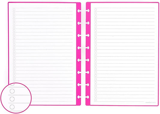 MODUBOOQ - 16 magenta to-do list reusable discbound duratech3 pages - inserts with to do lists for smart notebook - A5