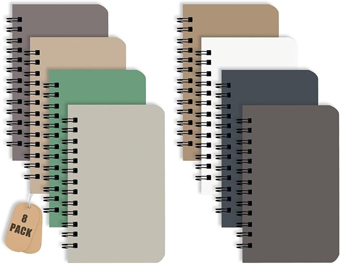 KTOJOY 8 Pack Spiral Notebook Small Pocket Notebook 3x5 Spiral Notepads With Lined Pages, Small Top Spiral Notebook Little Mini Memo Steno Note Pads for Outdoor Home Office College School