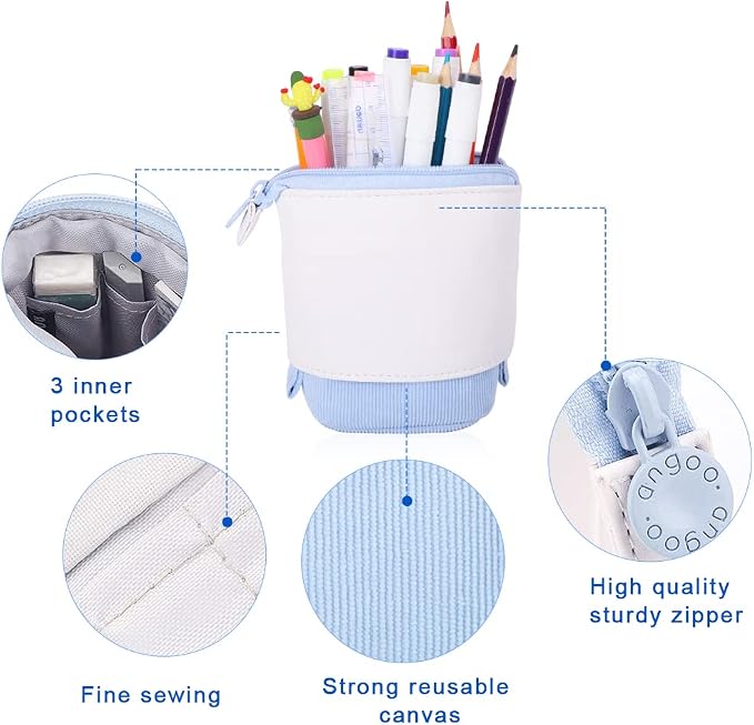 Oyachic Stand up Pencil Case Standing Pencil Holder Transformer Pencil Pouch Telescopic Pen Bag Cute Makeup Bag Cosmetic Organizer Bag Box for Women