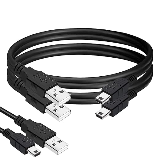 BRENDAZ Mini USB Cable, 1-ft - 2-Pack- Type A Male to Mini B USB Data Charging Cord Compatible with Camera, Blue Yeti Snowball iCE, USB Mic, HERO4 Hero3, Garmin GPS, PS3 Controller, etc (1-FEET)