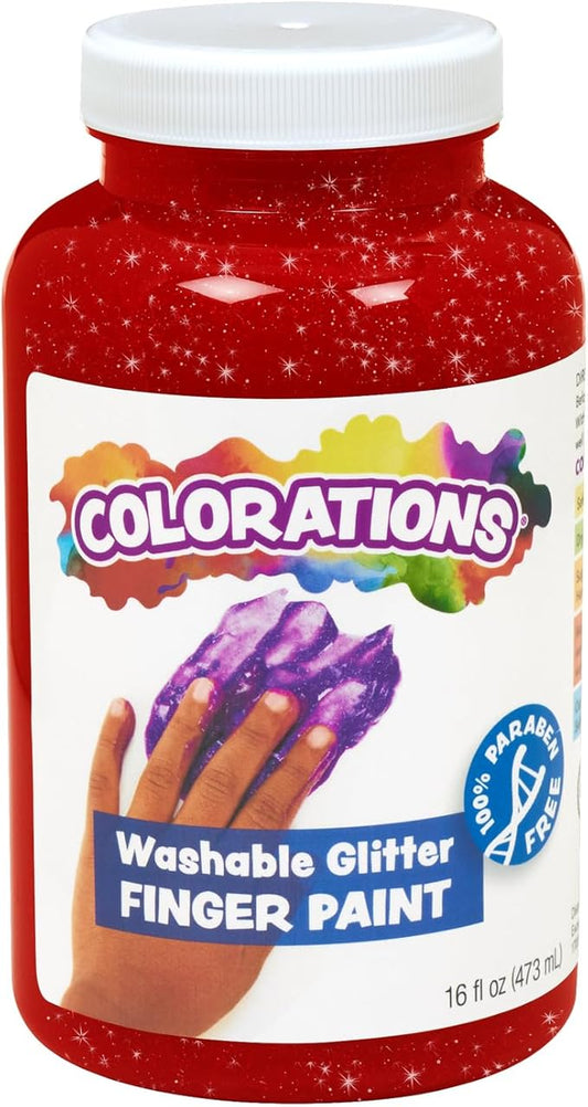 Colorations Red Washable Glitter Finger Paint, 16oz, Washable, Kids & Toddler Crafts, Non-Toxic, Paraben-Free