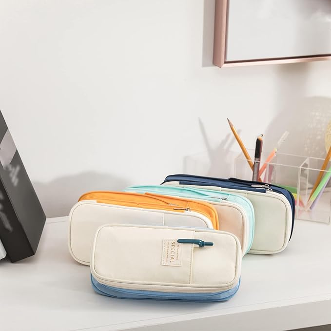 Arnuixty Large Storage Pencil Case Pen Bag with Zipper Big Capacity Pouch Organizer for Office Travel Holder Box