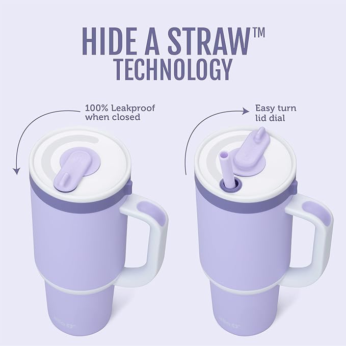 Ello Oasis 40oz Tumbler with Handle & Retracting Straw | Reusable Insulated Stainless Steel Cup 100% Leakproof | Gifts for Teens Women Men | Keeps Cold for 24 Hours | Cup Holder Friendly | Take a Bow