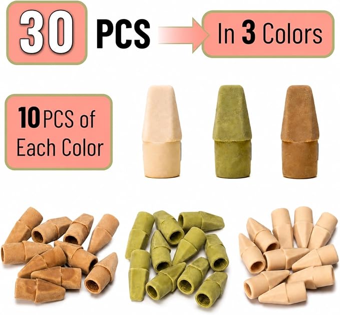 Mr. Pen- Pencil Erasers Toppers, 30 Pack, Colorful