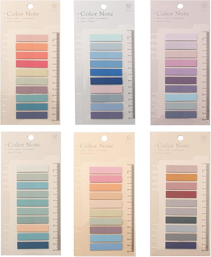 Potanro Sticky Tabs 1200 Pcs Sticky Book Tabs Colorful Annotation Tabs, Writable Transparent Sticky Notes Page Sticky Notes for School Supplies and Office Supplies (6 Sheets)
