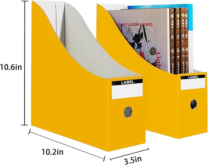 Limitliho Magazine Holde, Magazine File Holder for Home, Office, Desk, 10.6'' H×10.2'' L ×3.5''W Magazine Storage Box (Yellow, 6 Pack)