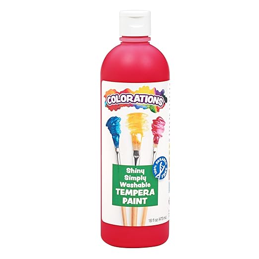 Colorations SSWTRE Simply Shiny Washable Tempera, Red - 16 oz.