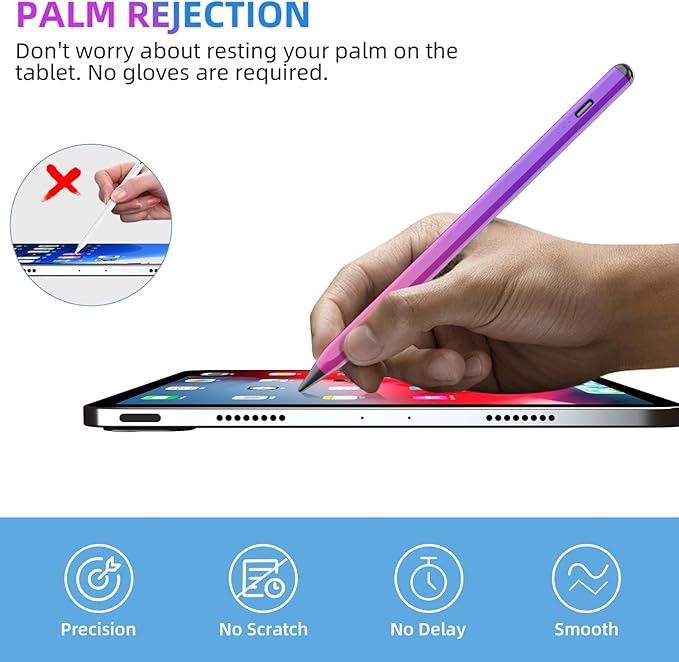 MMK Stylus Pen for iPad, Apple Pencil for iPad 10th 9th Gen, iPad Air 5/4/3rd, iPad Pro 11/12.9 Inch (Purple&Red)