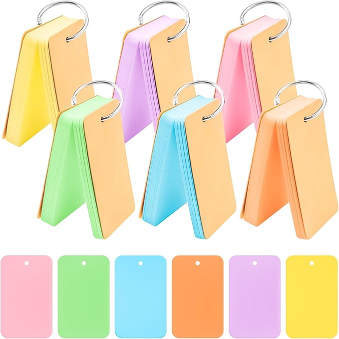 300 PCS Flash Cards 2 x 3 Inch Index Cards with Ring,Portable Blank Note Card Flashcards,Mini Blank Flash Cards Colorful Note Pad 2 x 3 Index Study Notecards for School Office Supply