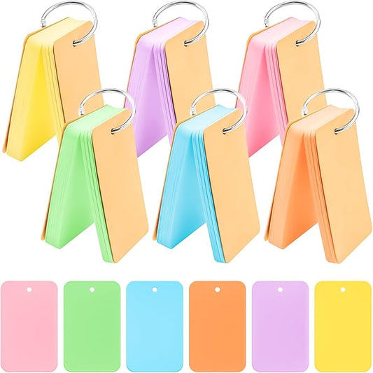 300 PCS Flash Cards 2 x 3 Inch Index Cards with Ring,Portable Blank Note Card Flashcards,Mini Blank Flash Cards Colorful Note Pad 2 x 3 Index Study Notecards for School Office Supply