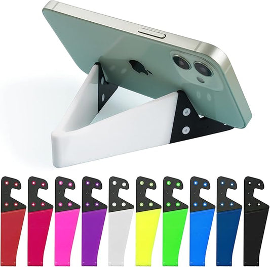 Kemoxan 10 Pack Foldable Small Phone Stand for Desk, Pocket Portable Kickstand, Colourful Cell Phone Travel Mount Compatible with Universal iPhone IPads Android