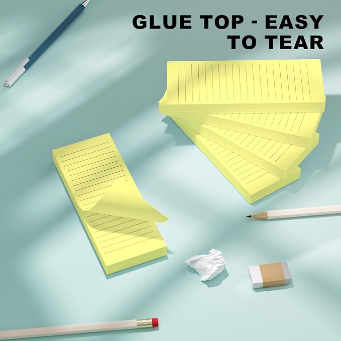 Magnetic Notepads Note Pads for Fridge with Full Magnet Back, 180 Sheets Yellow Lined Refrigerator Notepad, 30 Sheets Per Pad for Grocery List, Shopping List, Office, Home, To-Do Lists & Memos