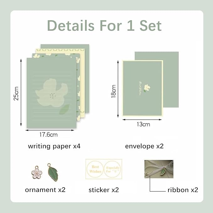 72 Pcs Stationery Paper Envelopes Set Includes 24 Lined Writing Paper & 12 Envelopes, Lovely Floral Cute Letter Writing Stationary Paper Envelopes Kit for Girls Office School Supplies(6Style)