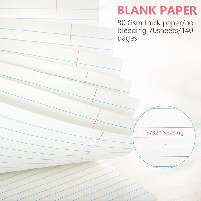 Resurhang 6 Pack 8.5 x 11'' Top Bound Office Steno Book Wide Ruled Double Sided Spiral Notebooks Reliable White Paper 70 Sheets/Pad Pastel Colors Covers for Writing Notes (Art Color,Solid)