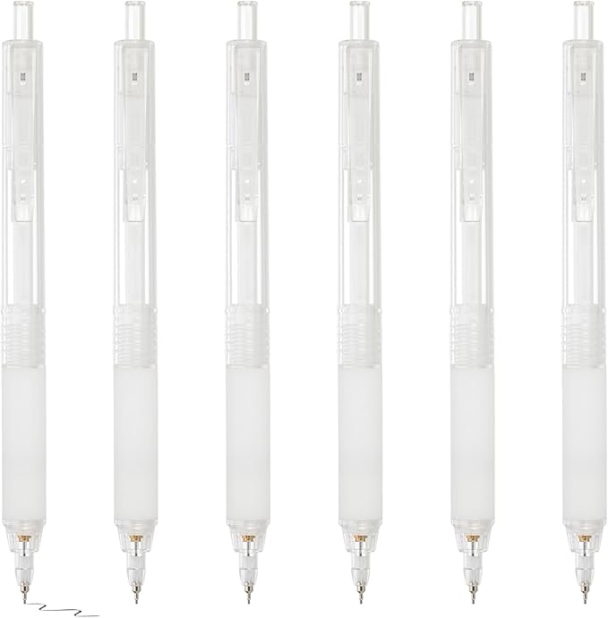 M&G 6Pcs Mechanical Pencil Set, 0.5mm Mechanical Lead Pencils for Drafting Sketching Art Class Writing Office Classroom, White
