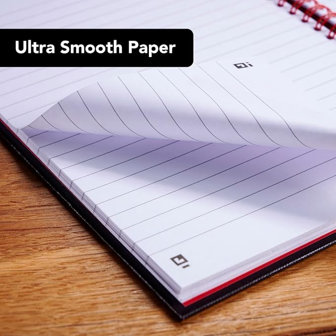 Black n' Red Notebooks, Business Journals, 2 Pack, 8-1/4" x 5-1/4", 70 Sheets, Ruled, Optik Paper, Scribzee App, Hardcover, Wirebound, Black‬‬‬‬‬‬ (400163208)