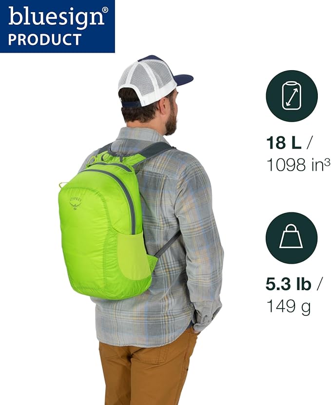 Osprey Ultralight Collapsible Stuff Pack, Green OS | travel organizer, packing cube, toiletry bag, carry on accessory, Green color, OS size