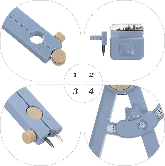 SHINEOFI Multifunctional Math Compass for Students, Blue Digital Locking Drafting Tool, School and Office Geometry Compass Kit