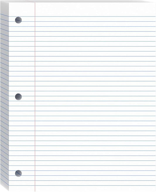 Loose Leaf Paper, 8x10.5 College Ruled, Notebook Paper with Holes, White Binder Notebook, 3 Hole Punch Paper, 100 Sheets/pack, 1 Pack