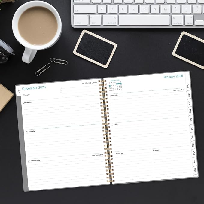 2026 Planner - 8.5" x 11" Planner 2026 from January 2026 to December 2026 with 12 Monthly Tabs, Flexible Cover, Inner Pocket, Christmas tree