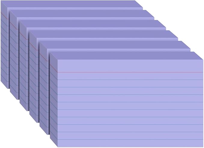 300PCS Index Cards 3 x 5 Inch, Purple Flash Cards, Lined Flashcards Notecards, Flash Cards for Studying, Ruled Front and Blank Back, Note Cards for Office, Home and School