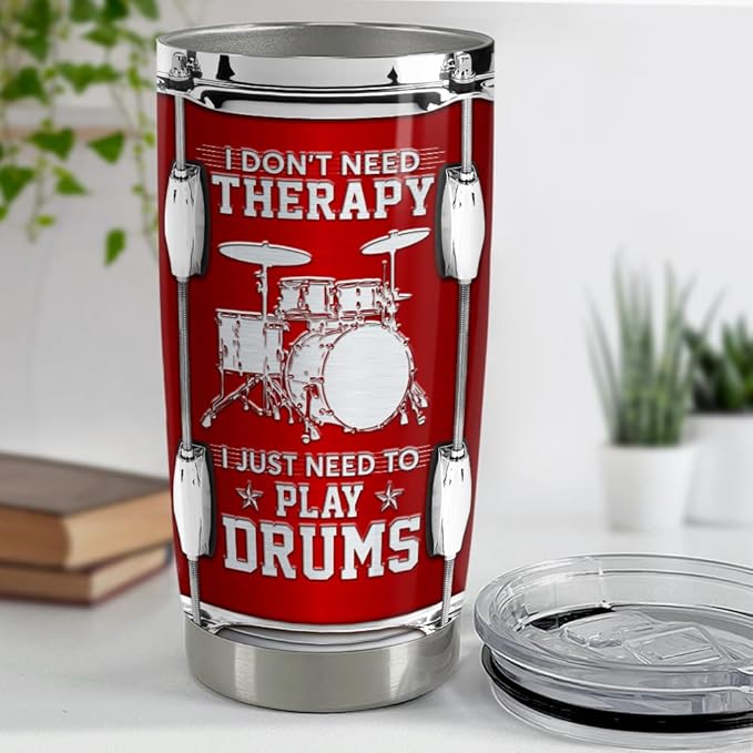 SANDJEST Drummer Tumbler 20oz Stainless Steel Insulated Tumblers Drum Coffee Travel Mug Gift for Drummers