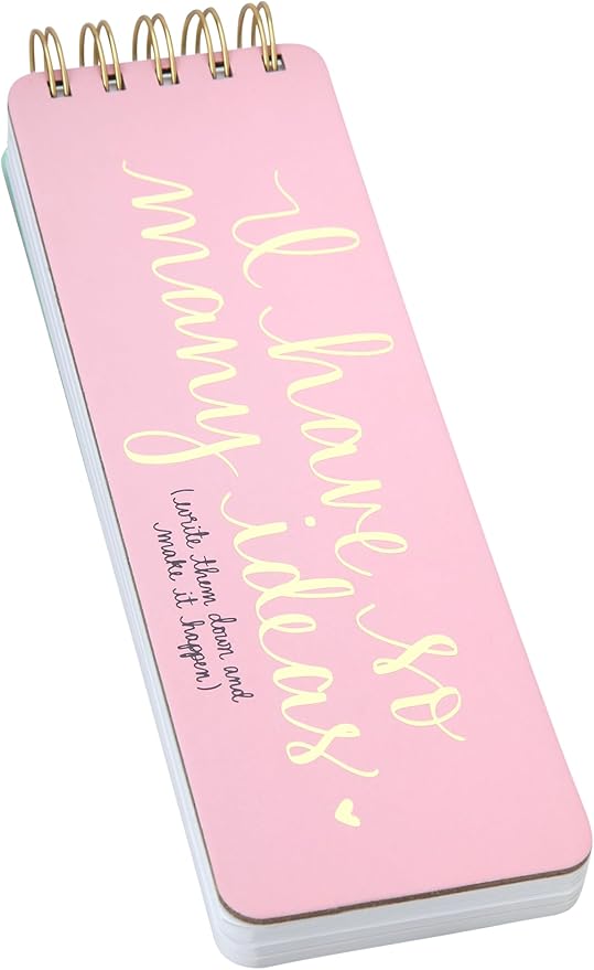 Eccolo Dayna Lee Collection Go-Getter Pink "I Have So Many Ideas" 3" x 8.5" Hardcover Spiral Memo Pad, 300 Pages