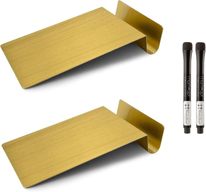 Three by Three Seattle 5.5 x 9 Inch to.do Dry Erase Board with Marker for Memos, Lists, and More in Office, Home, Classroom, and Event Spaces (2 Pack, Golden)