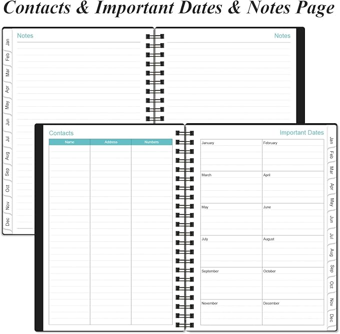 2026-2027 Monthly Planner - January 2026 - June 2027, Two Pages Per Month, 18 Monthly Calendar/Planner with Tabs, Inner Pocket, 6.4" x 8.5", Black