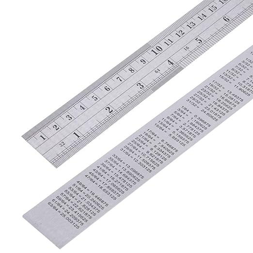 Metal Ruler 12 Inch with Conversion Table, Stainless Steel Metric Ruler with Etched Scales for Office,Home,Study,Engineers and Artists（1 Pack）